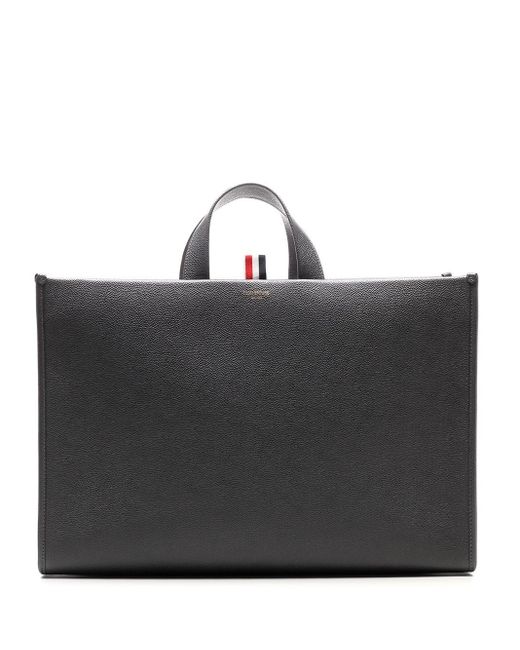 Thom Browne Black Vertical Stripe Tote Bag for men