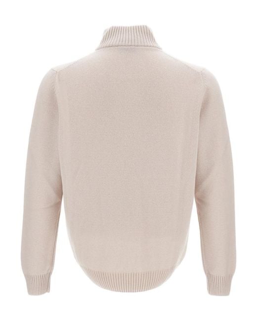 Gran Sasso White Long-Sleeved Half-Zip Jumper for men
