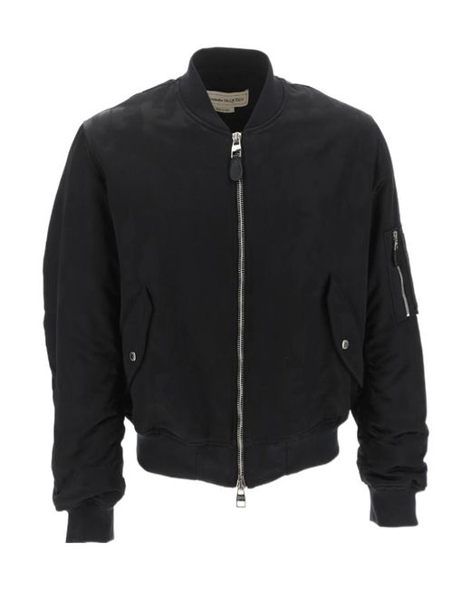 McQueen Black Ollies Zipped Bomber Jacket for men