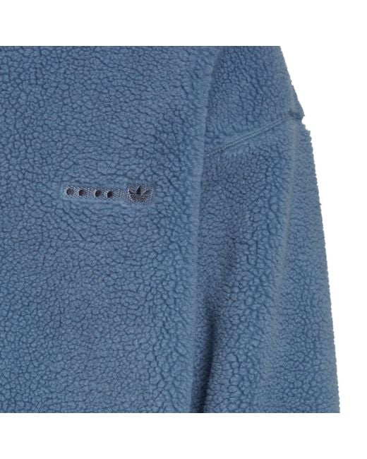Adidas Originals Blue Standcollar Teddy Fleece Jacket for men