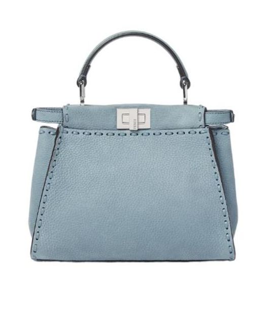 Fendi Blue Peekaboo Mini Top Handle Bag