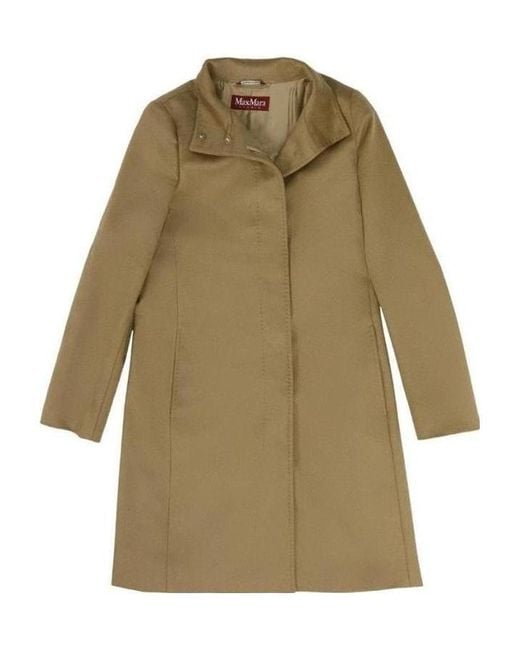 Max Mara Green Lapel Long-Sleeved Coat