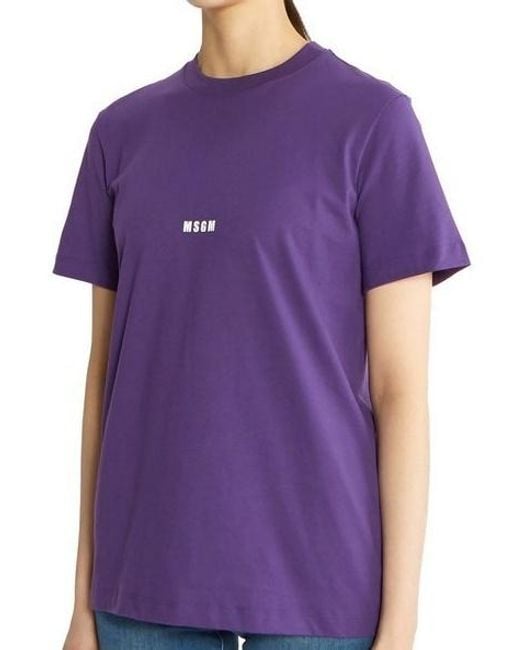 MSGM Purple Logo Details T-Shirt