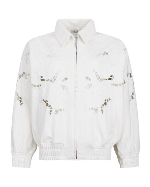 Liu Jo White Openwork Embroidered Bomber Jacket