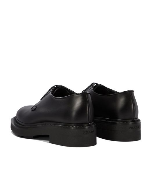 Prada Black Lace-Up Derby Shoes for men