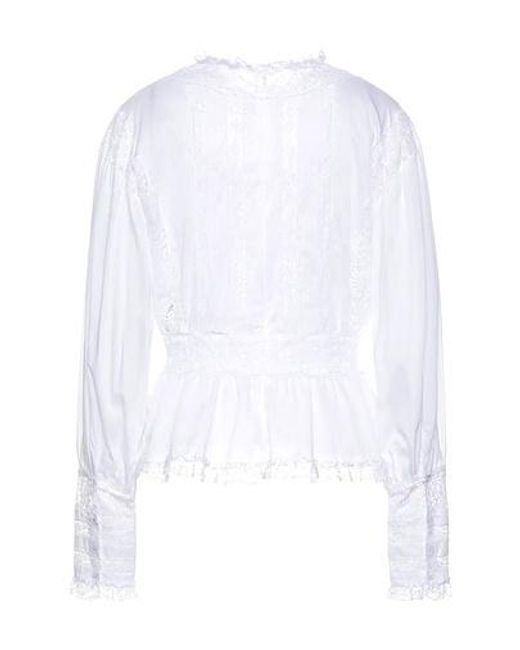Dolce & Gabbana White Solid Lace Long Sleeve Top