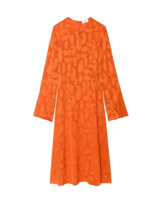 Zadig & Voltaire Orange Paisley Midi Dress