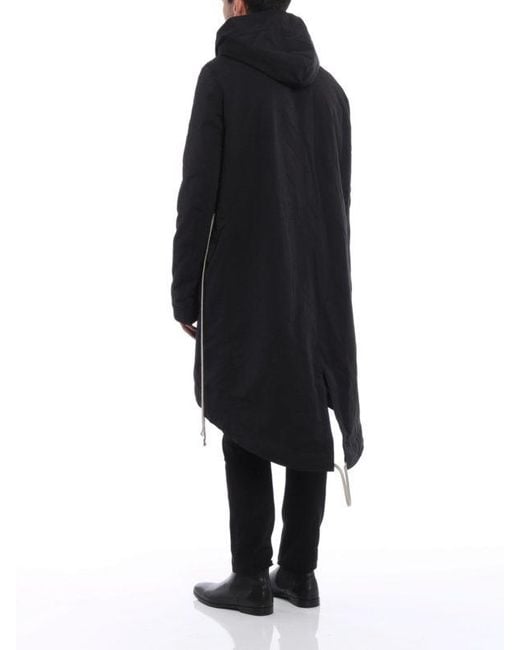 Rick Owens Black Drkshdw Hooded Long Parker Coat for men