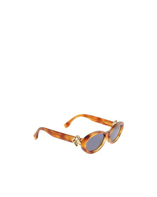 Fendi White Eyewear Ff Diamonds Oval Sunglasses for men