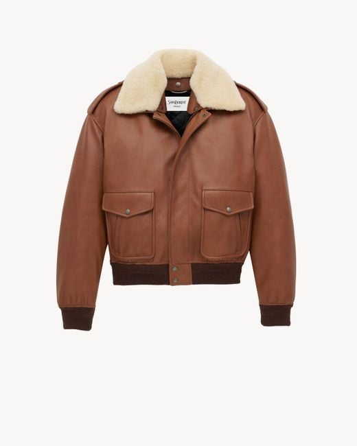 Saint Laurent Brown Bomber Jacket