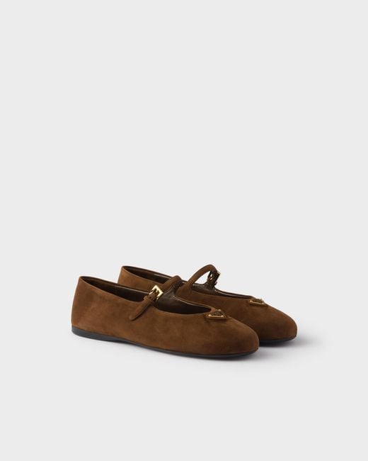 Prada Brown Suede Ballerinas