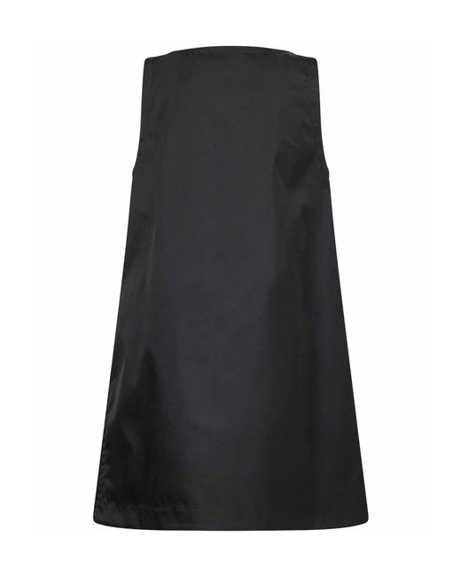 Prada Black Logo Plaque Sleeveless Mini Dress