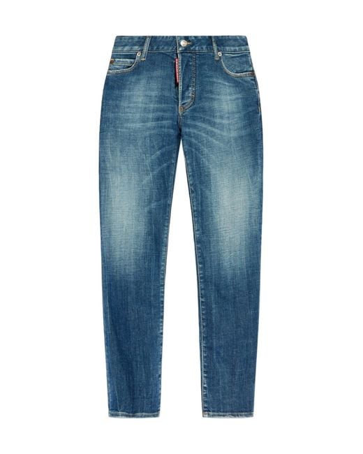DSquared² Blue Logo Patch Skinny Jeans