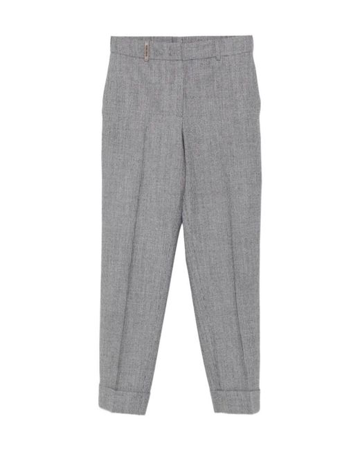 Peserico Gray Concealed-Closure Trousers
