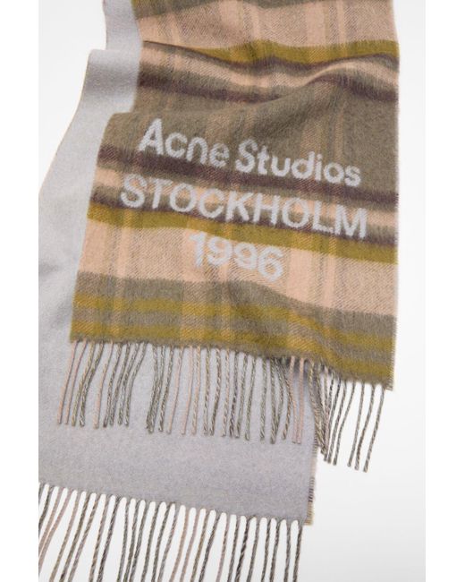 Acne Natural Check Logo Scarf for men