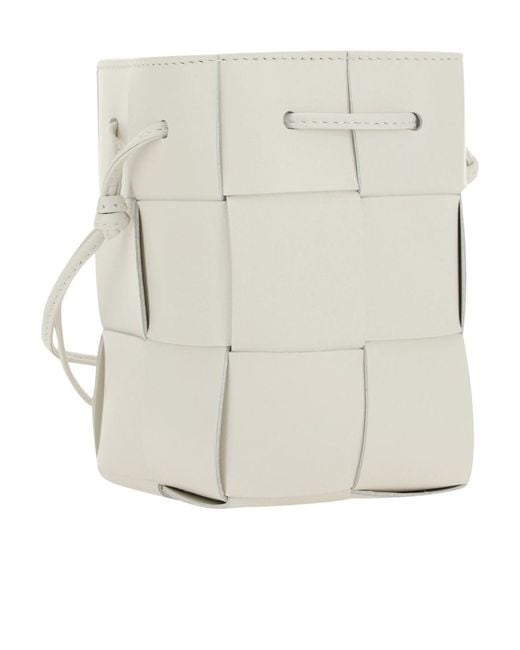Bottega Veneta White Mini Cassette Bucket Bag