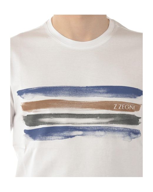 Zegna White Stripe Detail T-Shirt for men
