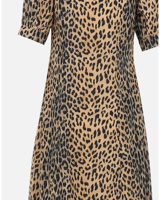 Rixo Natural Kathleen Leopard Midi Dress