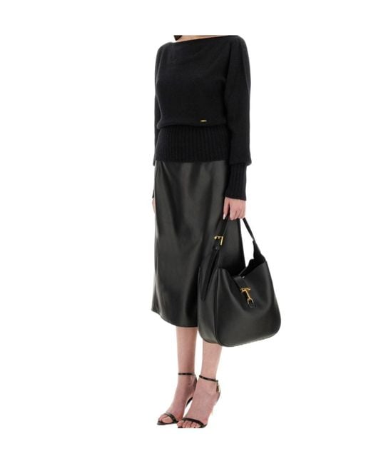 Tom Ford Black Long Sleeve Boat Neck Knit Jumper