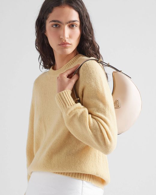 Prada White Arqué Leather Shoulder Bag