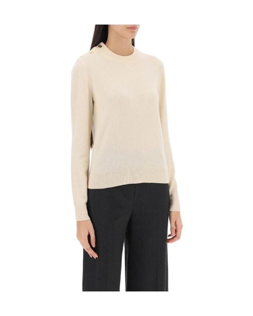 Ganni Natural Alabaster Crewneck Knitted Pullover