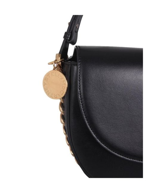 Stella McCartney Black Frayme Flap Medium Shoulder Bag