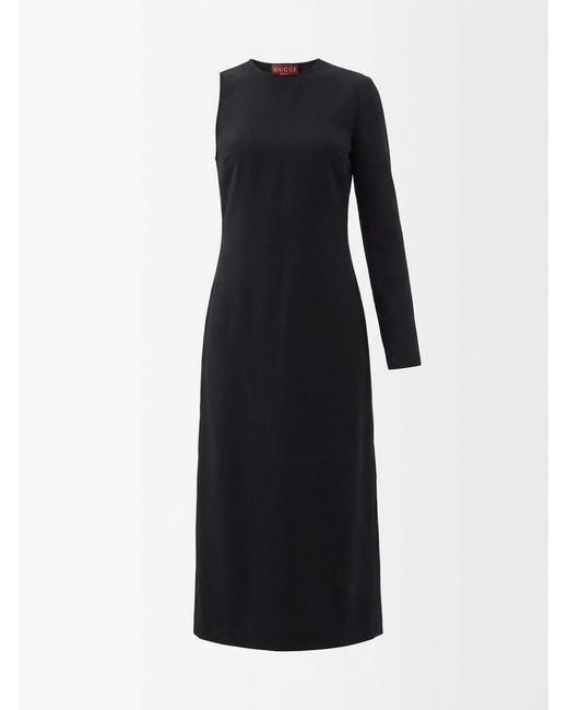 Gucci Black Mid-Length Acetate Viscose Sable Dress