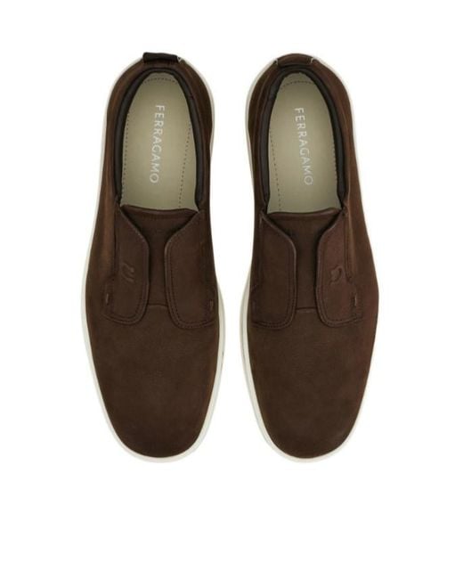 Ferragamo Brown Slip On Sneaker for men