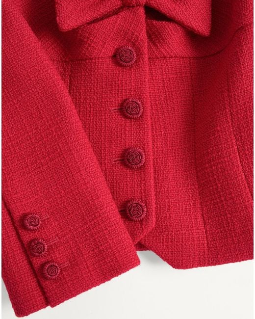 Valentino Red Bow Detailed Button-Up Jacket