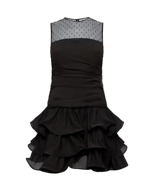 RED Valentino Black Georgette And Point D'Esprit Tulle Dress