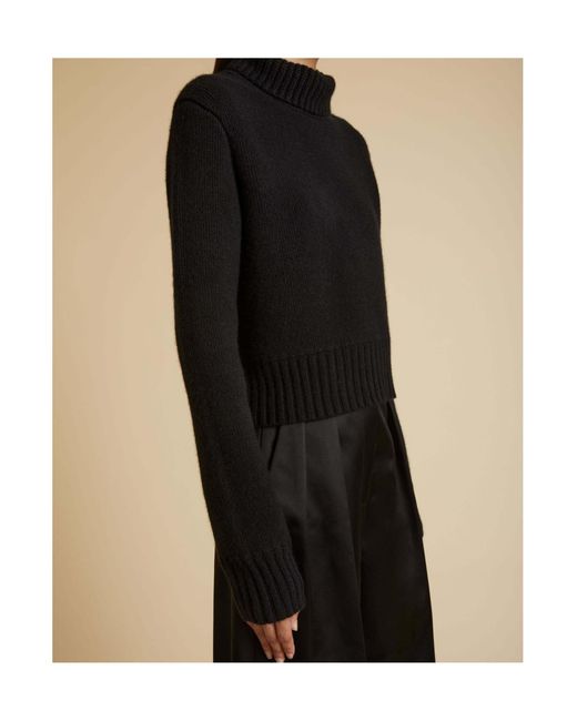 Khaite Black Jovie Turtleneck Cropped Jumper