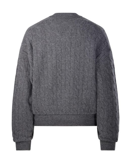 Polo Ralph Lauren Gray Cable-Knit Bomber Jacket