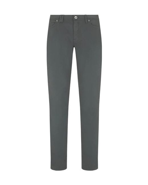 Brioni Gray Essential Petroleum Stretch Cotton Meribel Fitted Jeans for men