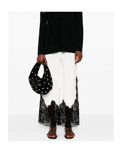 Ermanno Scervino White Lace-Detail Trousers