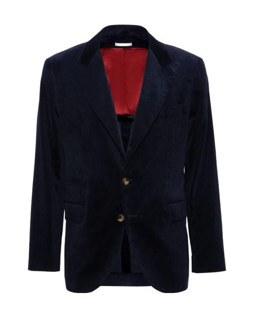 Brunello Cucinelli Blue Velvet Two-Button Blazer for men