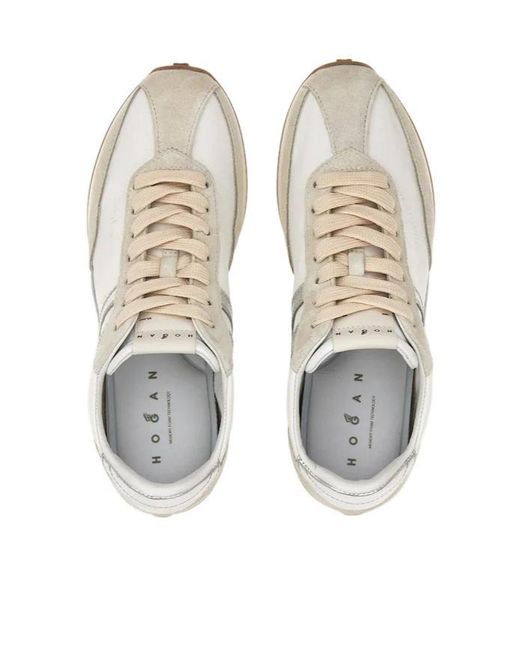 Hogan White Athletic Lace-Up Sneakers