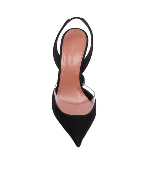 AMINA MUADDI Black Lara Sling 95 Suede And Transparent Pvc