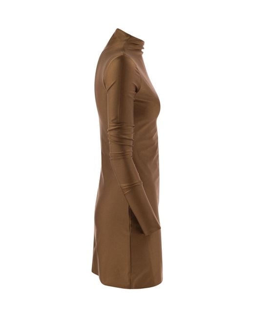Sportmax Brown Stiria Long-Sleeve Dress