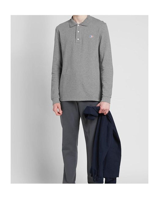 Maison Kitsuné Gray Long-Sleeved Polo Shirt for men