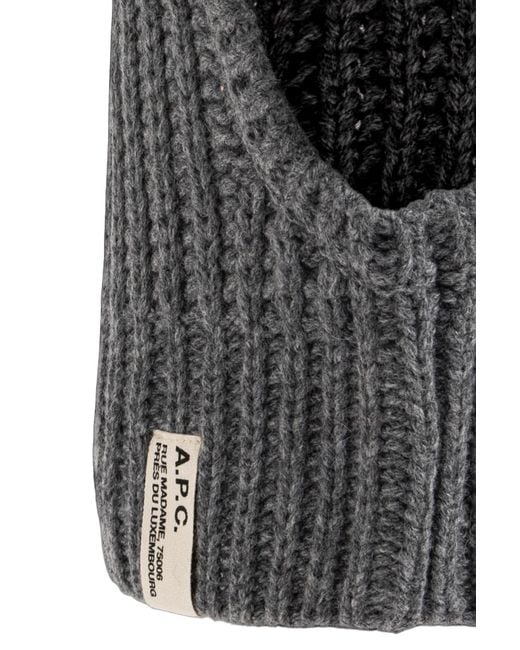 A.P.C. Black Ribbed Hat for men