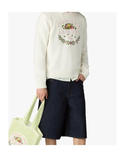 Casablanca White X Laduree Crew-Neck Cotton Jumper for men