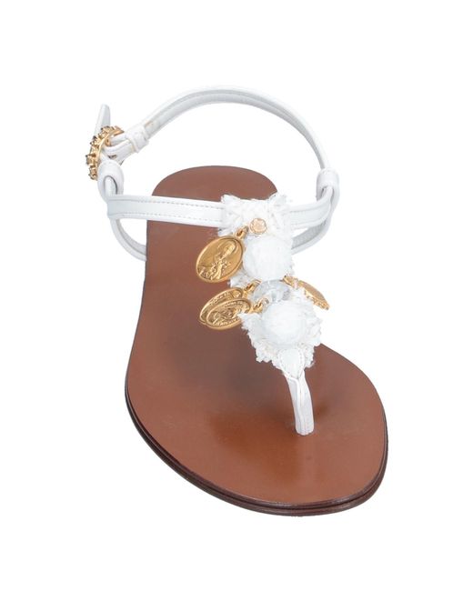 Dolce & Gabbana White Solid Color Flip Flops