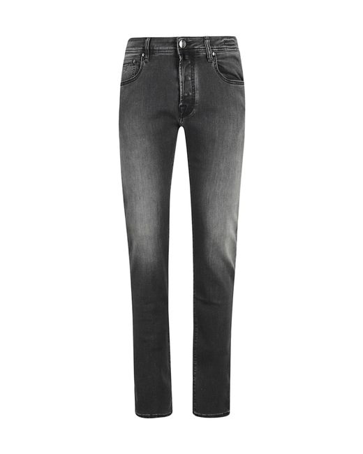 Jacob Cohen Gray Logo-Patch Jeans for men