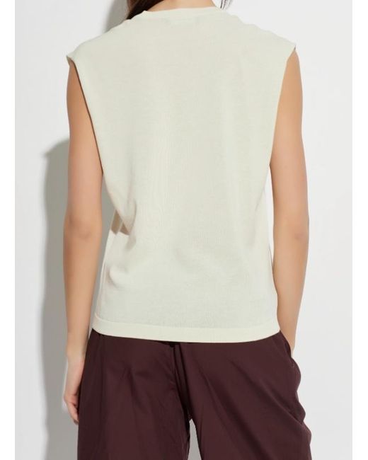 Fabiana Filippi White V-Neck Sleeveless Knitted Top