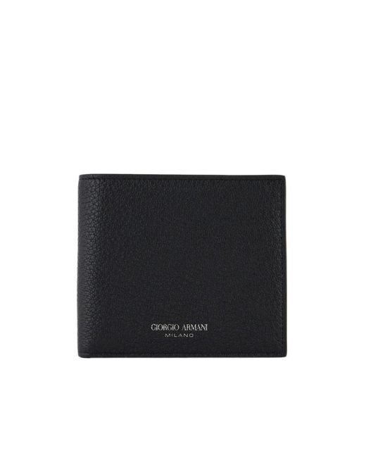 Giorgio Armani Black Logo-Stamp Bifold Wallet for men