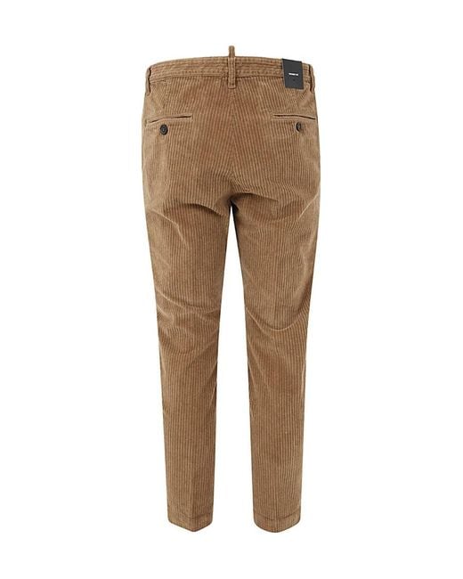 DSquared² Natural Cropped Corduroy Trousers for men