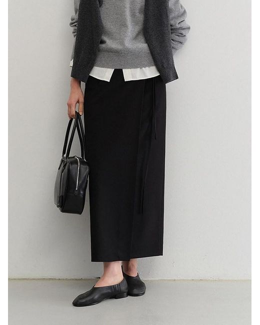 DUNST Black Maxi Wrap Skirt