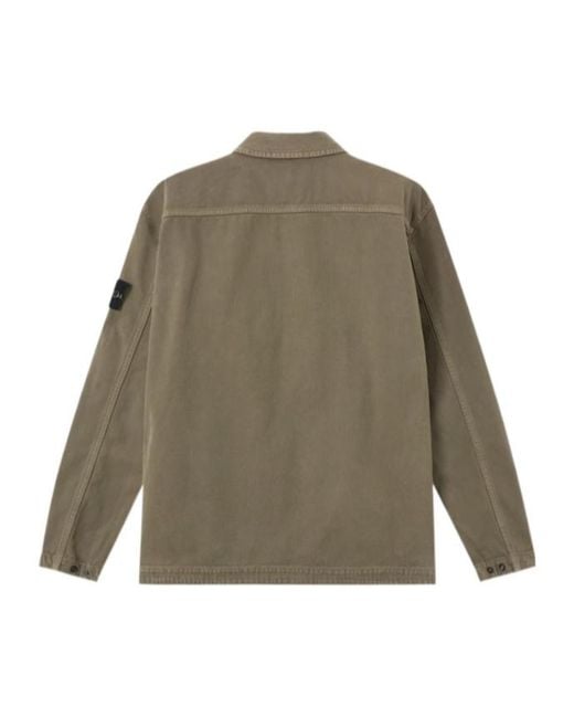 Stone Island Green Comfort-Fit Overshirt With Chest Pocket for men