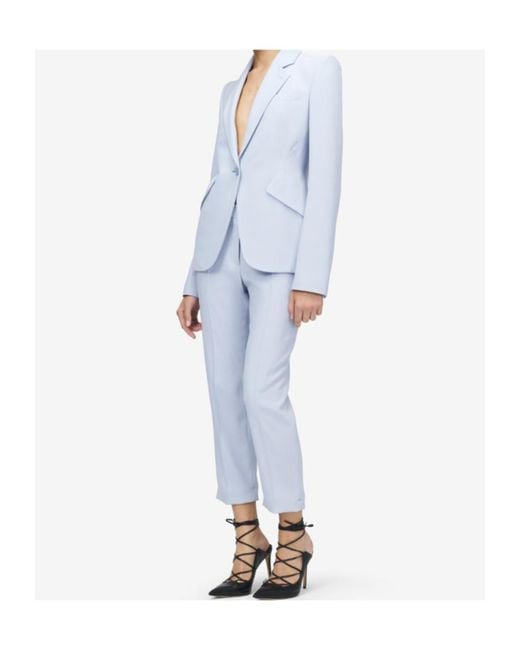 McQueen White Cropped Tailored Trousers