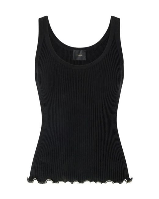 Pinko Black Ribbed Vest Top
